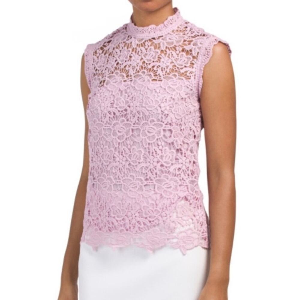 Nanette Lepore Sugar Plum Pink Lace Sleeveless Lined Romantic Top Size XS